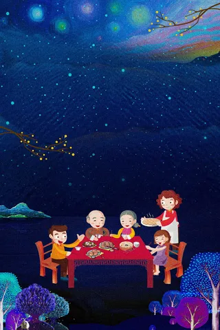 一家团圆饭中秋佳节背景素材