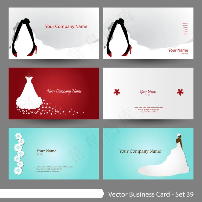 婚礼名片设计矢量素材eps,ai矢量模版下载