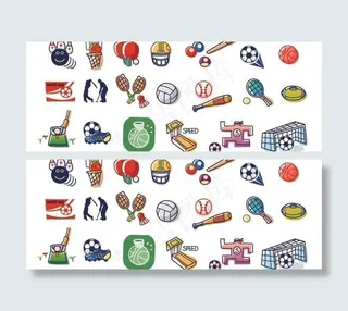 韩国线式体育用品卡通风格矢量元素