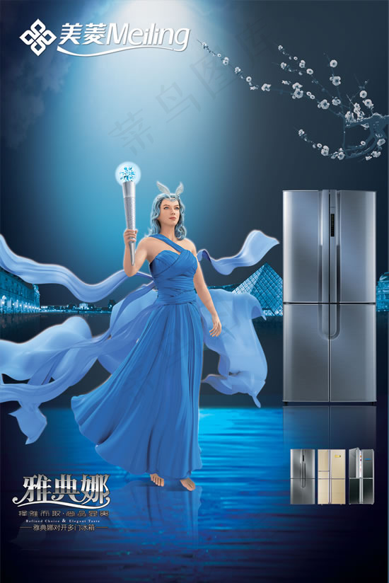 雅典娜对开门冰箱