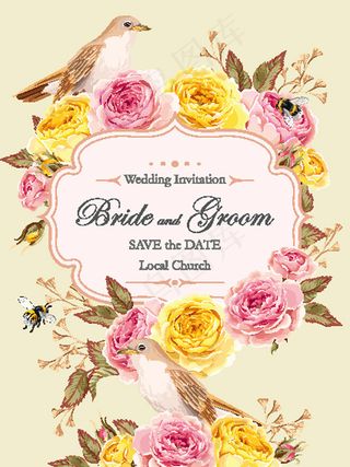 玫瑰花精美邀请函设计