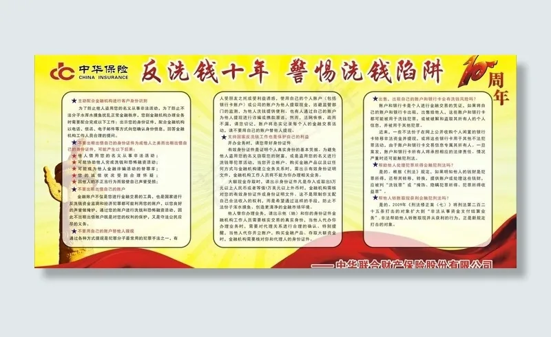 中华保险反洗钱图片cdr矢量模版下载
