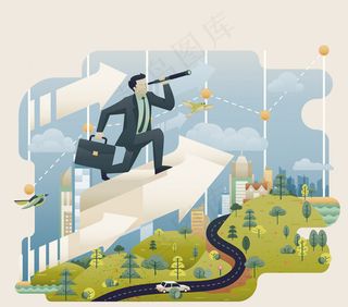 城市上空的商务男子矢量素材