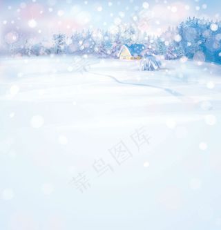 冬季原野小屋插画矢量素材