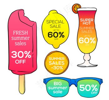 夏季销售元素标签