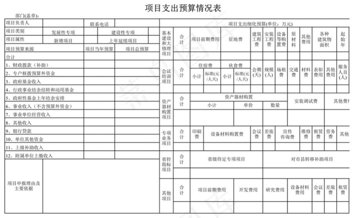 项目支出预算情况表