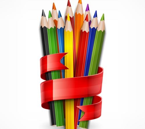 彩色铅笔矢量背景设置为04