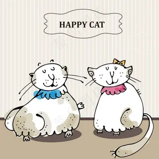 可爱手绘卡通猫