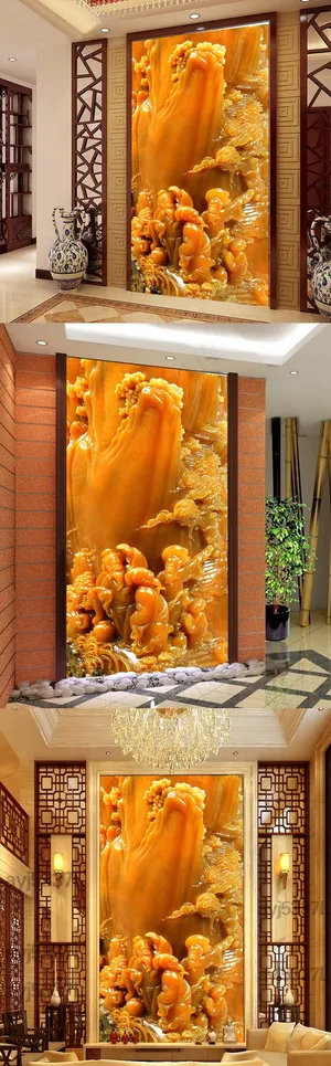 玉雕中式古典山水玄关壁画背景墙模板... 玉雕中式古典山水玄关壁画背景墙模板...