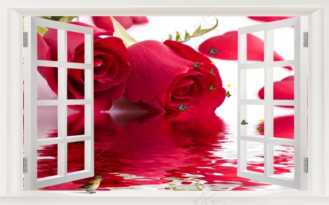 3D红色花电视背景墙(9071X5669(DPI:72))psd模版下载