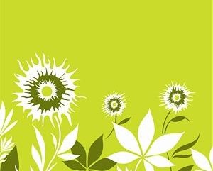 鲜花和树叶矢量素材