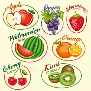 高清矢量水果标签