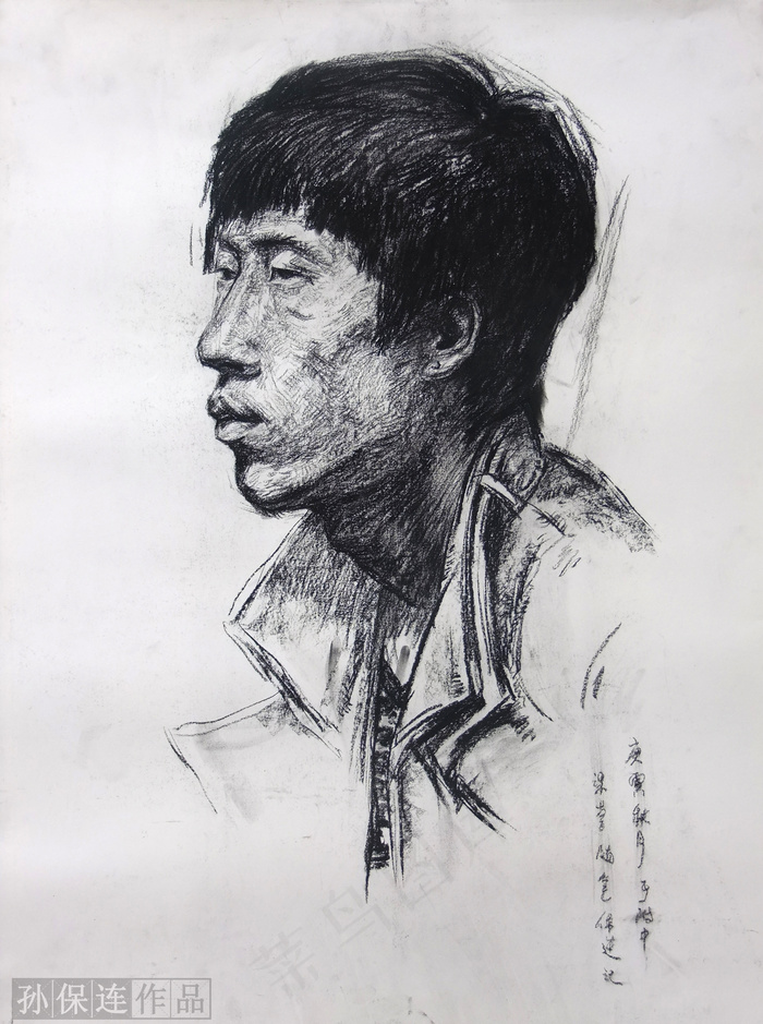 素描男青年图片