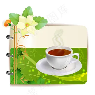 植物花纹咖啡卡片矢量素材