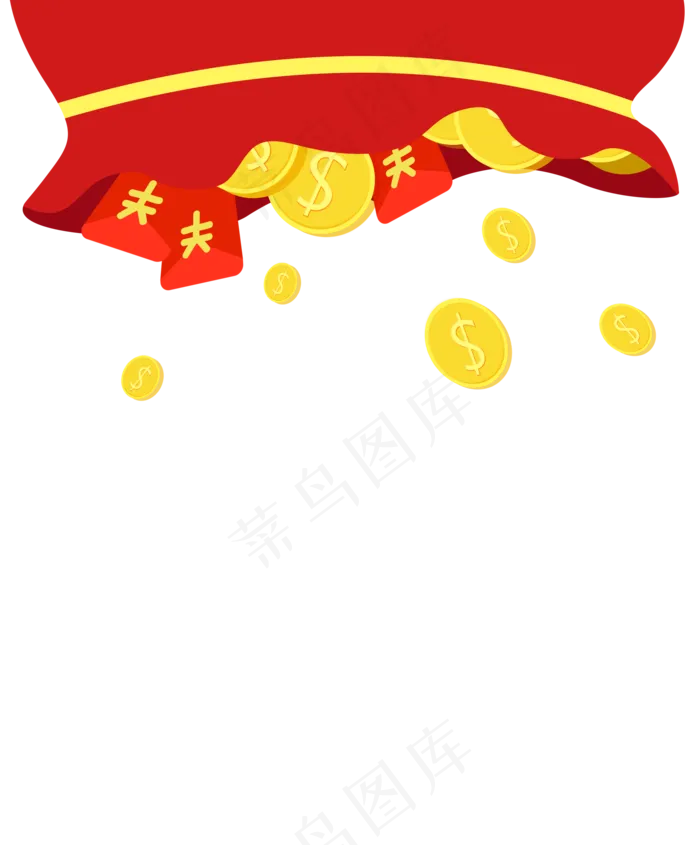 新年红色系矢量商业钱袋免抠(2100*2535px 300 dpi )psd模版下载
