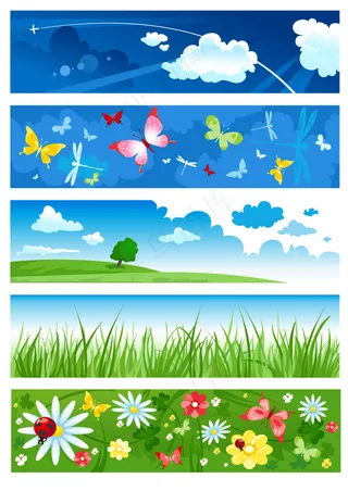 清新风景横幅矢量素材