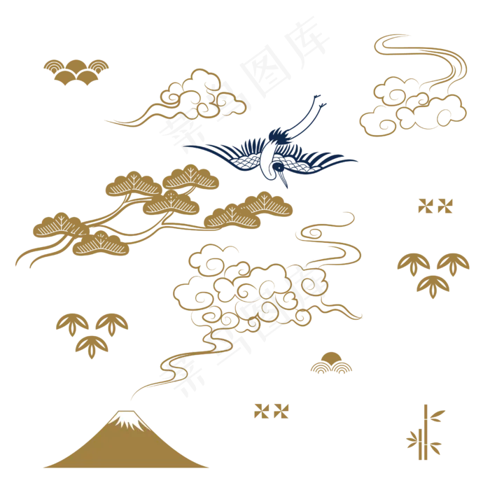 浮世绘传统日本底纹(2481*2481px 300 dpi )ai矢量模版下载