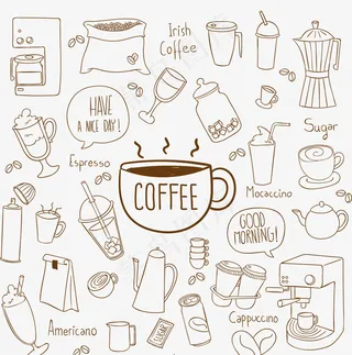 手绘咖啡元素