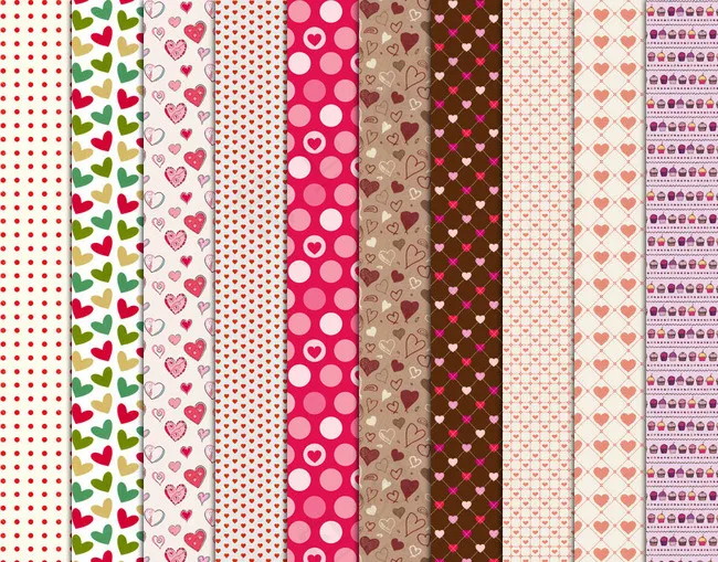 时尚心形花纹和心形背景填充图案