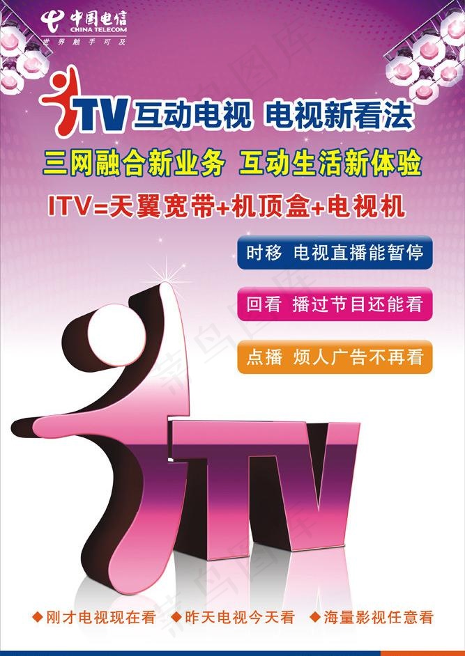 电信itv互动电视图片cdr矢量模版下载