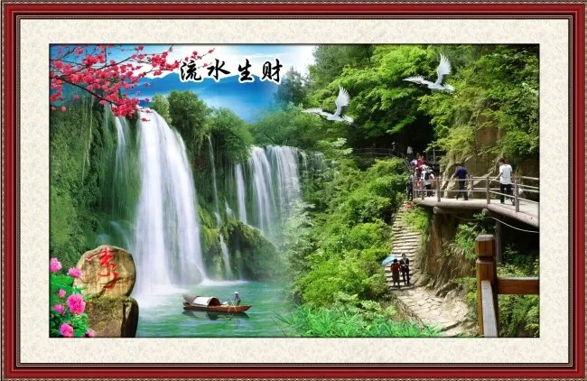 桂林山水中堂画(3717X2416(DPI:236))psd模版下载
