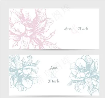 素雅花卉婚礼卡片矢量图图片