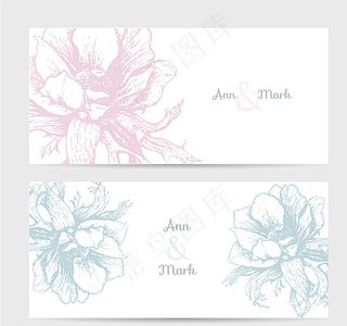 素雅花卉婚礼卡片矢量图图片