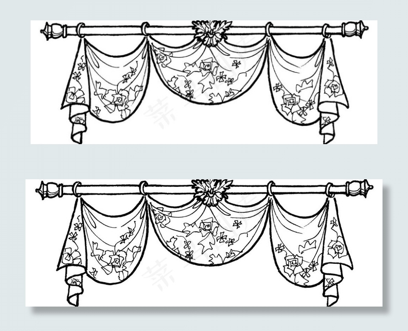 帘头手绘图片