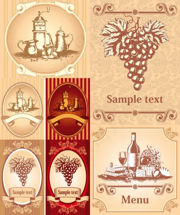 经典欧式葡萄酒瓶贴——矢量素材瓶身贴eps,ai矢量模版下载