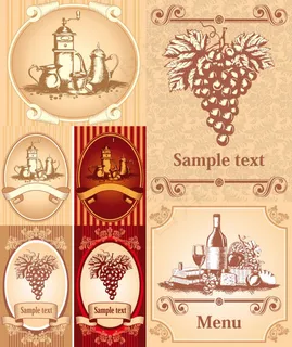 经典欧式葡萄酒瓶贴——矢量素材瓶身贴