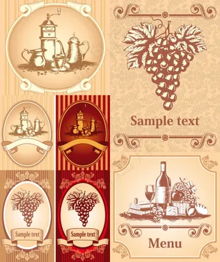 经典欧式葡萄酒瓶贴——矢量素材瓶身贴