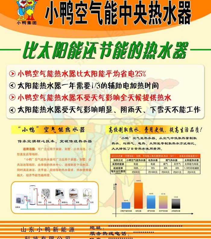 小鸭空气能*热水器宣传单图片