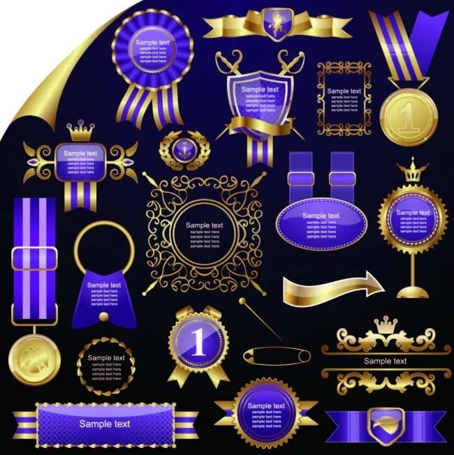 紫色奖牌ai矢量模版下载