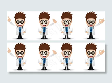 卡通医生人物设计矢量素材