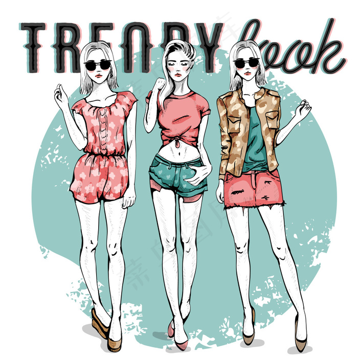 时尚潮流女性插画矢量素材