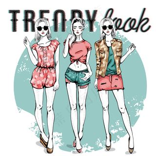 时尚潮流女性插画矢量素材