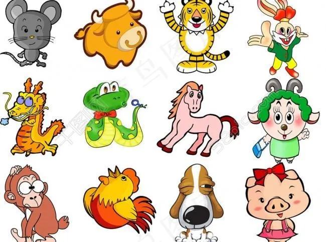 卡通十二生肖图片psd模版下载