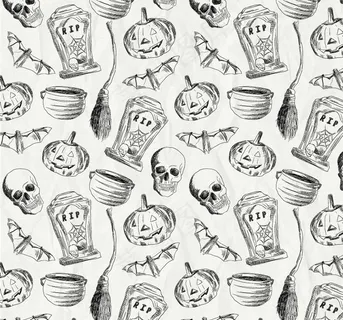 手绘万圣节元素无缝背景