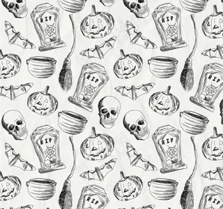 手绘万圣节元素无缝背景