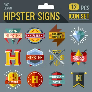 12款时尚标签图标设计矢量素材