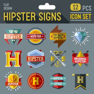 12款时尚标签图标设计矢量素材