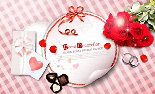 蝴蝶结玫瑰花情人节贺卡设计PSD素材