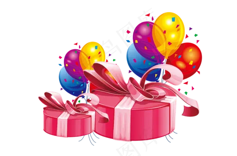 心形礼品盒氢气球素材图片