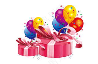 心形礼品盒氢气球素材图片