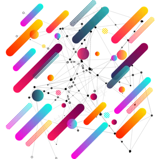 孟菲斯风格时尚潮流圆点线条几何,免抠元素