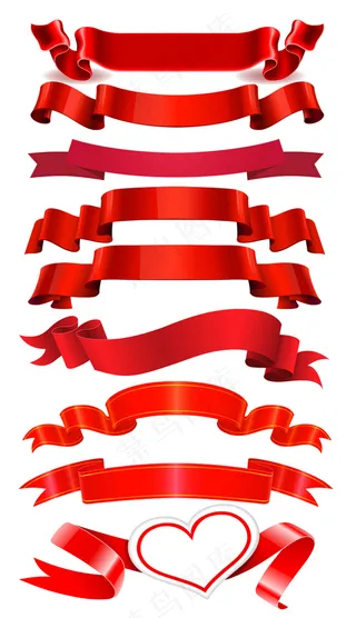 红色彩带飘带电商促销素材