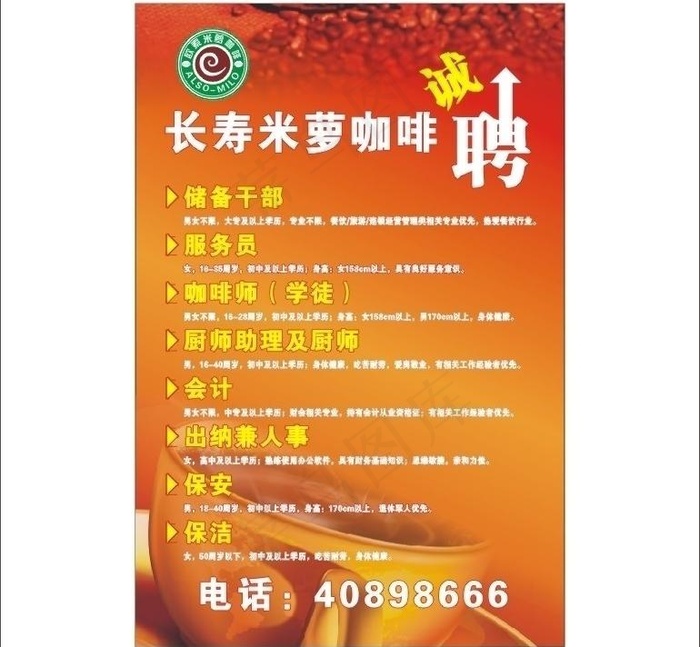 米萝咖啡招聘图片cdr矢量模版下载