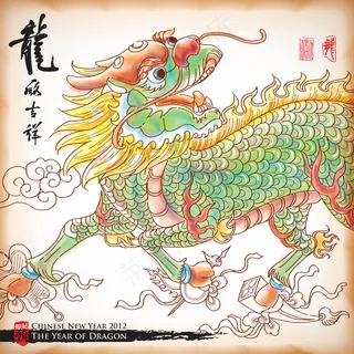 矢量画图麒麟（中国联通）翻译：吉祥...