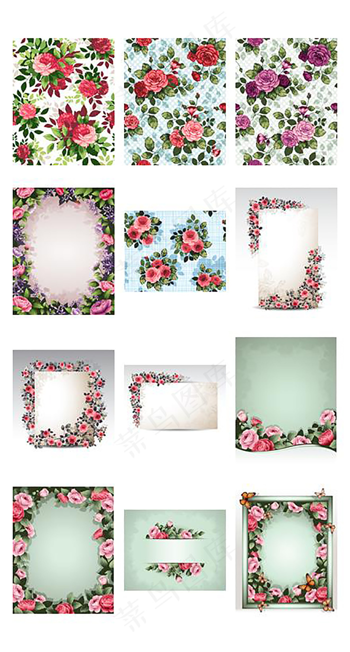 玫瑰花背景矢量素材(960X1200)eps,ai矢量模版下载