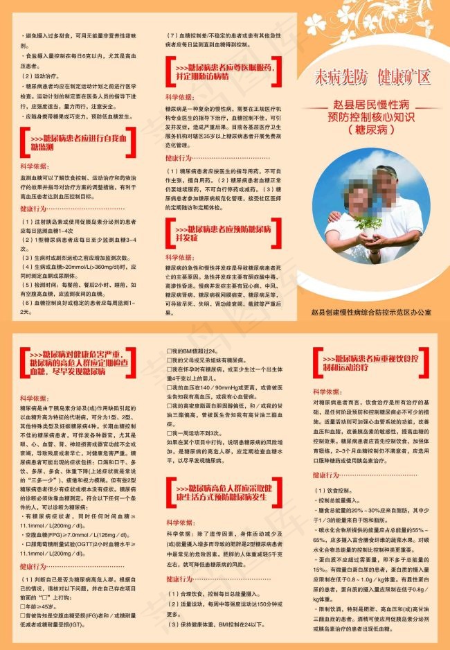 预防控制糖尿病知识折页psd模版下载